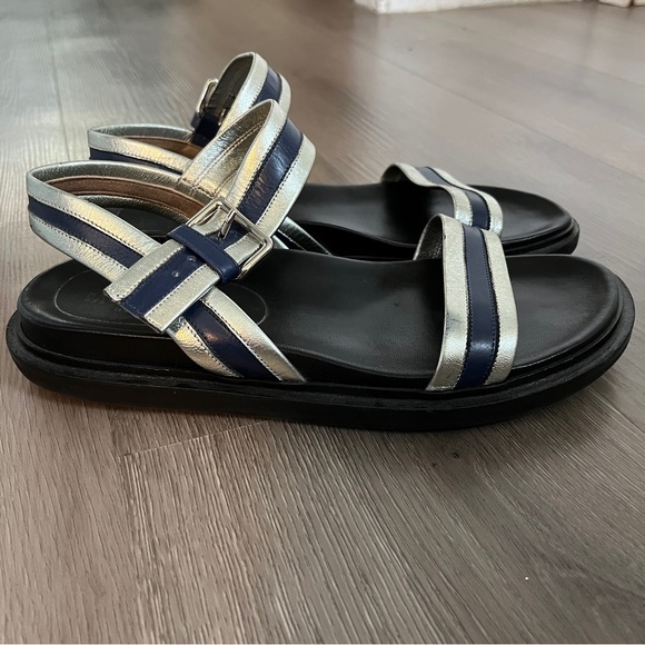 Marni | Summer Camp Fussbett Sandals | Silver/Blue Metallic Leather | Size 7.5 - Picture 13 of 13